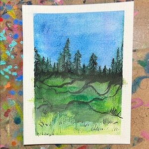 Mini Forest Landscape watercolor painting